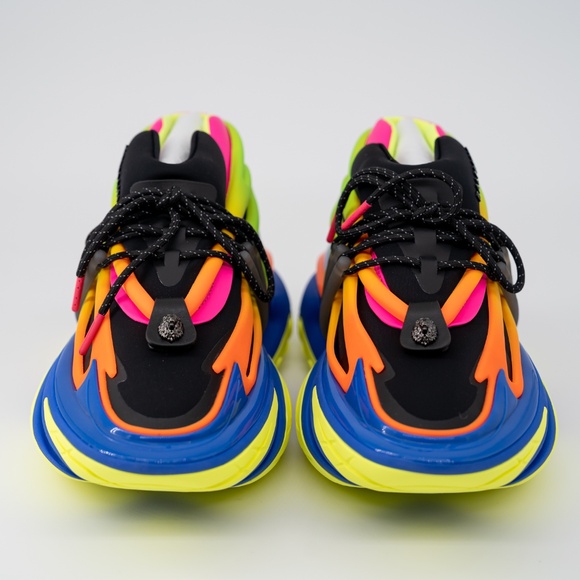size 43/ US 10 - Balmain Unicorn Black Multicolor Yellow Blue Sneakers Neoprene - Picture 2 of 13